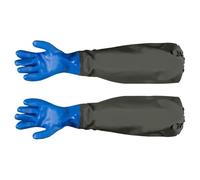 Beaupretty Guantes Largos Impermeables para Acuarios y Estanques Interior de Lana Cálida, Diseño Elástico Azul Mate, Protección contra Salpicaduras y Limpieza Segura de Tanques de Agua