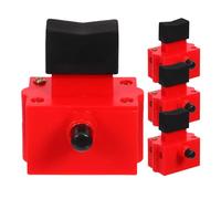 Beaupretty Interruptor Pulsador Momentáneo de 10a para Máquinas de Corte de Acero, Color Rojo con Bloqueo de Seguridad, 4 Unidades para Herramientas Eléctricas Industriales, Compatible