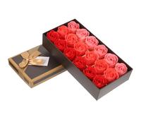 Beaupretty Jabón Floral de Rosa Artificial 18 Piezas con Aroma y Caja de Obsequio Jabón Decorativo para Baño y Cuerpo Adecuado para San Valentín Cumpleaños y Bodas Color Rojo Degradado