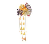 Beaupretty Japanese Traditional Hairpin With Flower Tassel And Fan Decor Handmade Kimono Hair Accessory Lightweight Floral Hair Ornament For Women Celebrations