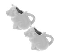 Beaupretty Jarra de Leche Cerámica Forma de Animal Blanco, Ligera y Portátil, Pack de 2 Unidades Adecuado para Hotel y Restaurante