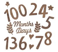 Beaupretty Juego de 18 Piezas de Números de Madera para Ñiño, Cartel Decorativo Vintage en Color Marrón Oscuro, Accesorio Fotográfico para Anunciar Mes y Cumpleaños del Ñiño, Reutilizable