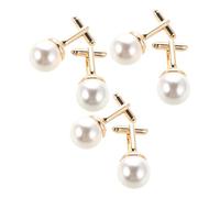 Beaupretty Juego de 3 Gemelos para Hombre Perlas Falsas Botón de Metal Dorado para Camisa de Vestir Accesorios Finos para Traje Ideales para Bodas Negocios y Eventos Formales