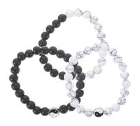 Beaupretty Juego de 3 Pulseras Chinas Elásticas de Cuentas y Negras Hechas a Mano para Hombre y Mujer Accesorio de Estilo Chino Amuletos de Buena Suerte Adecuado para Uso Diario