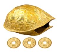 Beaupretty Juego de Adivinación Caparazón de Tortuga de Cobre Pequeño 3 Monedas de Cobre Vintage Accesorio Artesanal para Decoración Budista y Práctica de Fortuna en Hogar y Oficina