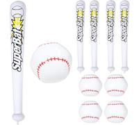Beaupretty Juego de Béisbol Inflable para 10 Piezas, Pelota de Playa PVC 40 Cm y Bate Deportivo Inflable 80 Cm, Juguete para Fiestas y Piscina, Obsequio Infantil Seguro y Divertido