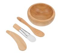 Beaupretty Juego De Bol De Madera Para Mascarillas Faciales 4 Piezas, Cuenco De Portátil, Kit De Mezcla Varilla y Brocha, Utensilios Para Cuidado Facial, Uso Casero y Profesional