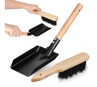 Beaupretty Juego de Cepillo y Pala para Cenizas de Chimenea Pequeño Mango de Madera Antideslizante y Cerdas Suaves, Herramienta para Limpieza de Chimenea y Hogar, Kit Compacto para Uso