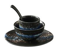 Beaupretty Juego de Vajilla de Cerámica para Sushi 4 Piezas, Incluye Plato, Taza, Cuenco y Cuchara, Tamaño Compacto para Hogar y Restaurante, Diseño Japonés, Apto para Olla Caliente,