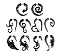 Beaupretty Kit de 10 Piezas de Expansores de Oreja de Acrílico Negro Forma de Alas, Ligeros y Portátiles para Piercing de Aurícula Diseño de Moda Varios Estilos