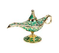 Beaupretty Lámpara de Aladino Decorativa de Aleación de Zinc Tallada, Adorno Pequeño Vintage Verde para Decoración del Hogar, Objeto Artístico Creativo Adecuado para Ambientar Espacios