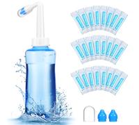 Beaupretty Limpiador Nasal de Plástico de 500ml Botella de Irrigación Nasal con Flujo y Boquilla Inclinada con Sal para Adultos para Cuidado Sinusal Eficaz