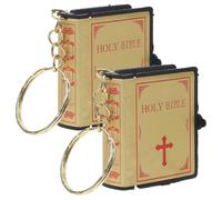 Beaupretty Llavero de Biblia en Miniatura Metálico Dorado 2 Piezas, Colgante Religioso para Decoración de Mochilas y Regalos, Llavero de Jesús Compacto y Elegante para Fiestas y Eventos