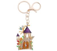 Beaupretty Llavero de Castillo de Ángel Aleación de Zinc y Brillantes, Adorno Versátil Acabado Dorado Brillante para Obsequio de Cumpleaños o Sorpresa de San Valentín