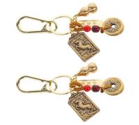 Beaupretty Llavero del Zodiaco Chino del Caballo 2 Piezas de Latón Amuleto Feng Shui y Moneda Fortuna, Colgante Calabaza Símbolo de Salud y Prosperidad para Bolso, Mochila y Coche
