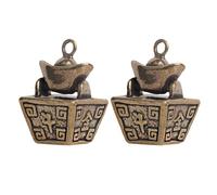 Beaupretty Llaveros Colgantes de Latón Macizo en Forma de Lingote Chino Vintage, 2 Piezas para Bricolaje y Decoración Diy, Adornos Retro para Llaves y Manualidades