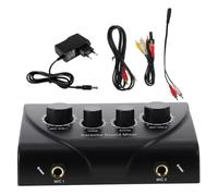 Beaupretty Mezclador de Sonido de Karaoke Profesional con Dos Entradas de Micrófono Volumen Independiente Material ABS Compacto y Resistente Color Negro Accesorio Adecuado para Fiestas y
