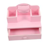 Beaupretty Mini Dressing Table de Madera con Espejo y Cajones Tocador de Muñecas Rosa para Casa de Muñecas Juguete de Maquillaje y Almacenamiento para Niñas