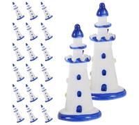 Beaupretty Mini Torre Náutica de Resina Azul para Decoración Mediterránea Miniatura de 20 Piezas para Micro Paisaje Adornos de Escritorio y Hogar Adecuado para Manualidades y Dioramas
