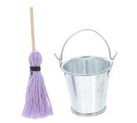 Beaupretty Miniatura de Trapeador y Cubo de Metal para Casa de Muñecas Accesorios de Limpieza Realistas para Decoración y Fotografía de Cubo