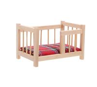 Beaupretty Miniature Wooden Dollhouse Crib For DIY Scene Compatible with Various Dolls Creative Doll Home Furniture Accessory Compact Craft Decoration