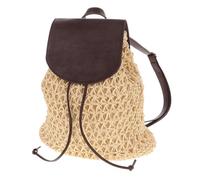Beaupretty Mochila de Rafia Beige con Correas Ajustables y Bolsillo Interior para Uso Diario y Fitness, Bolso Tejido Reutilizable y Ligero