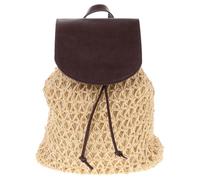 Beaupretty Mochila Tejida de Rafia para Mujer con Cubierta de Pu, Correas Ajustables y Bolsillo Interior, Adecuado para Escuela y Uso Diario