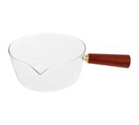 Beaupretty Olla para Calentar Leche Mango de Madera Olla Grande Multifuncional de Vidrio Borosilicato y Sopa Utensilio de Cocina para Bebés Apta para Inducción