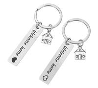 Beaupretty Organizador De Llaves Y Colgante Para Bolsos, Llavero De Bienvenida A Casa 2 Piezas, Acero Inoxidable Plata, Regalo Para Evento De Estreno De Hogar