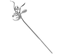 Beaupretty Palillo Cabello Forma de Luna y Flor de Hueso, 1 Unidad, Tamaño Mediano, Accesorio para Peinar Moños, para Mujeres Cabello Fino, Adecuado para Bodas y Fiestas Formales