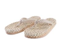 Beaupretty Pantuflas De Estilo Japonés Antideslizantes Playa Pantuflas Tejidas De Verano De Pareja Color Blanco Material De Paja Para Uso Casa y Jardin