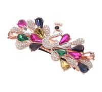 Beaupretty Pasador para Pelo con Diseño de Pavo Real y Flores Clip de Uñas con Cristales de Imitación Accesorio Brillante para Bodas Fiestas y Peinados Elegantes de Mujer