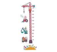 Beaupretty Pegatina de Pared Artística de Grúa Torre para Niños, Medidor de Altura Pvc Duradero, Diseño Dibujos Animados, Decoración Habitación Infantil, 2 Piezas 30x90 Cm