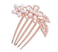 Beaupretty Peine accesorios para el cabello Peine de pelo de flor lado del peine tocados de novia para boda peine de cabello de novia peines de pelo de lujo accesorios nupciales aleación rosa