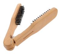 Beaupretty Peine Alisador de Cabello Cerdas de Pelo de Cerdo, 1 Unidad, Tamaño Mediano, Plancha de Pelo Manual sin Electricidad, para Uso Diario y Masaje del Cuero Cabelludo, Color Caqui