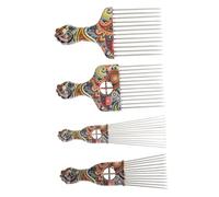 Beaupretty Peine de Dientes Anchos para Cabello Rizado 4 Unidades Tamaño Mediano Acero Inoxidable Desenredante para Trenzas y Pelucas Uso Profesional en Peluquería Estilo Aleatorio