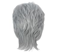 Beaupretty Peluca Corta Elegante Gris Y Plateada De Fibra Artificial Lisa Y Esponjosa Ideal Para Ocasiones Especiales.