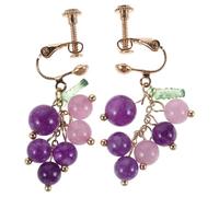 Beaupretty Pendientes Colgantes de Uva Clip sin Perforar, Cristal Morado Brillante, Joyas Divertidas para Mujer, Estilo Elegante para Fiestas y Uso Diario, Tamaño Compacto