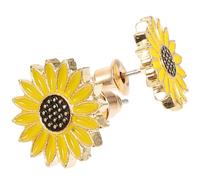 Beaupretty Pendientes de Botón Girasol Pequeños para Mujer Diseño Floral Amarillo Esmalte Joyería Delicada y Antialérgica Adecuado para Uso Diario y Obsequio Especial