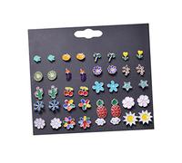 Beaupretty Pendientes De Botón Para Mujer 20 Pares Flores y Fruta Vintage Aleación Decorativos Portátiles Para Uso Diario Sin Oxidación Ni Decoloración