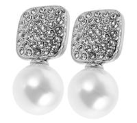 Beaupretty Pendientes de perlas pendientes de clip aretes de perlas Arete de perlas aretes con lazo accesorios de perlas Pendientes lindos arco de la joyería aleación Beige