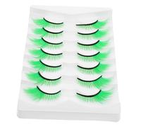 Beaupretty Pestañas Postizas Verdes 7 Pares Volumen Dramático Mujer Fiesta Cosplay Escenario Estilo Ojo De Gato