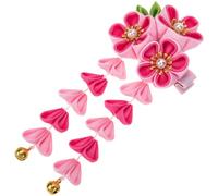 Beaupretty Pinzas Cabello Estilo Hanfu Tres Flores de Ciruela y Borlas Accesorio Tradicional Chino Color Rosa Fucsia Adecuado para Año Cumpleaños y Sesiones de Fotos