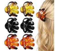 Beaupretty Pinzas de Pulpo Grandes 8cm Pelo Mujer y Niña, Set de 6 Accesorios Cabello en Plástico, Colores Negro Brillante, Carey Rojo y Verde, Ideales para Cabello Grueso y Rizado, Uso