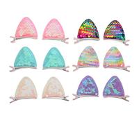 Beaupretty Pinzas Pelo Brillantina para Niña 6 Pares Mini Pequeñas Orejas de Gato Metalizadas Juego de Clips Divertidos para Fiestas Cumpleaños y Uso Diario
