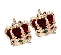 Beaupretty Pinzas Pelo de Niña Diseño de Tiara Roja 2 Piezas, Tocado de Fiesta Medieval Real para Halloween y Disfraces, Accesorios Cabello de Fiesta