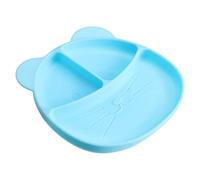Beaupretty Plato Dividido Antideslizante de para Bebés Plato de Alimentación Infantil con Ventosa para Comidas Suplementarias Resistente Microondas y Refrigerador Color Azul