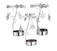 Beaupretty Portavelas Giratorio para Velas de té de Navidad con diseño de carrusel Giratorio, sin Velas, 3 Unidades, ángeles de Nieve, árbol, decoración de Navidad, hogar o Fiesta