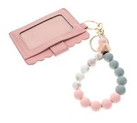 Beaupretty Pulsera Tarjetero de Cuero Cuentas Monedero Rosa K06 Porta Tarjetas para Claves Accesorio Práctico y Elegante para Mujeres