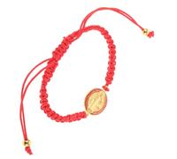 Beaupretty Pulsera Trenzada de San Benito Ajustable para Hombre y Mujer, Brazalete Religioso Rojo de Tejido Especial, Pulsera Católica Cadena de Muñeca, Accesorio Ligero para Uso Diario